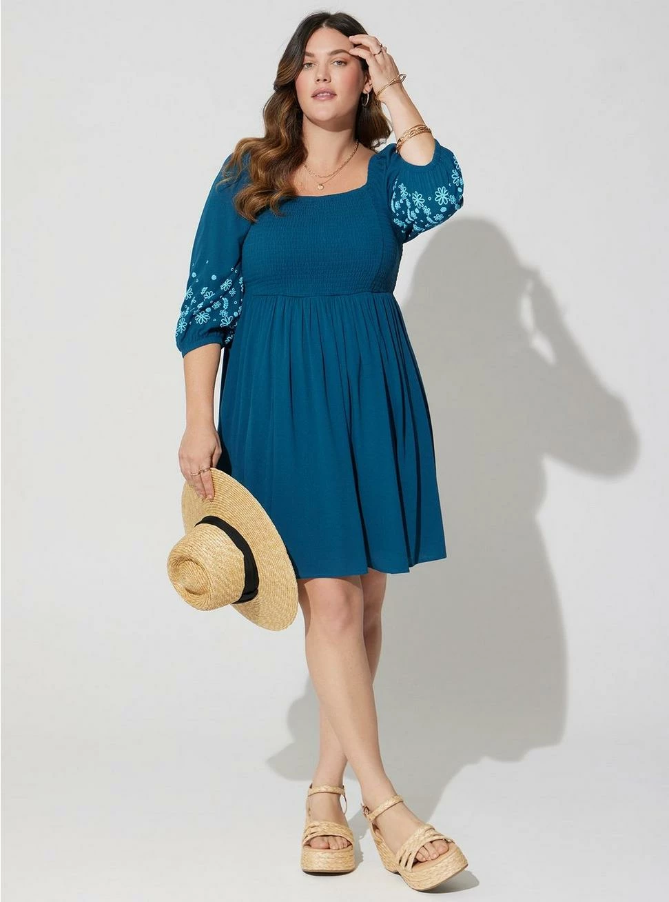 TORRID Mini Crinkle Gauze Blouson Sleeve Dress