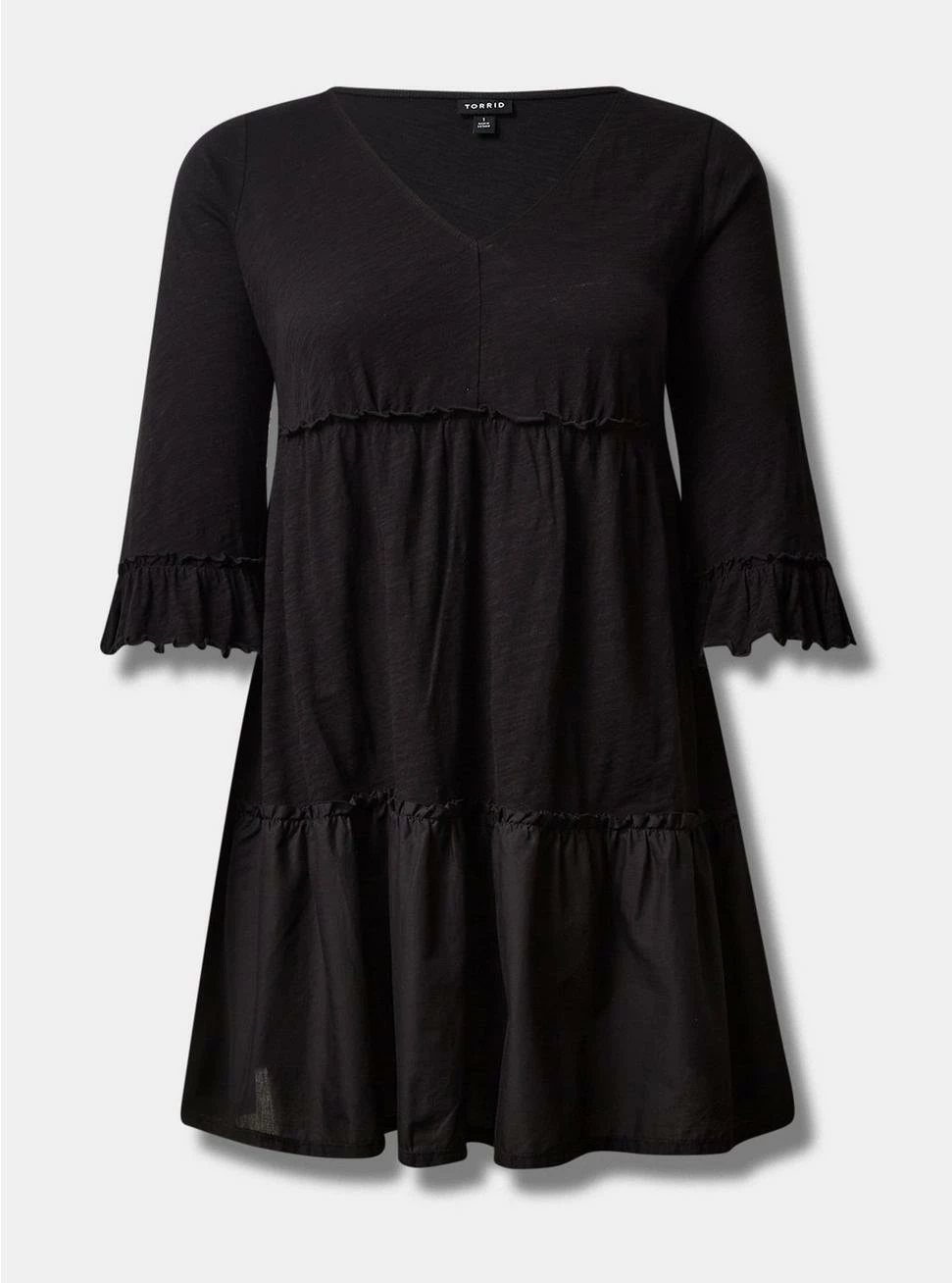 TORRID Mini Cotton Ruffle Long Sleeve Beach Dress - Image 4