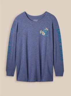 Null Good Vibes Classic Fit Super Soft Slub Crew Neck Long Sleeve Tee