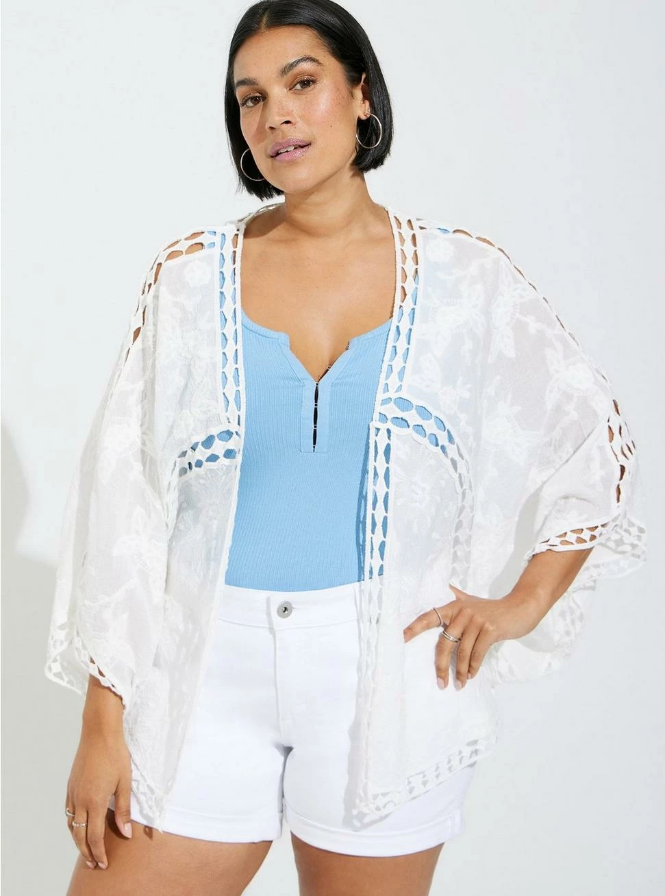 TORRID Crochet Lace Inset Kimono - Image 2