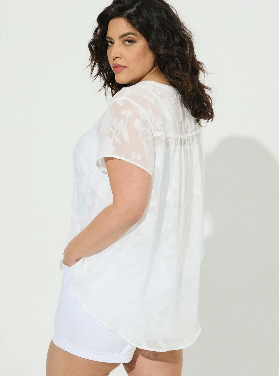 TORRID Clip Floral Chiffon Split Front Blouse - Image 3