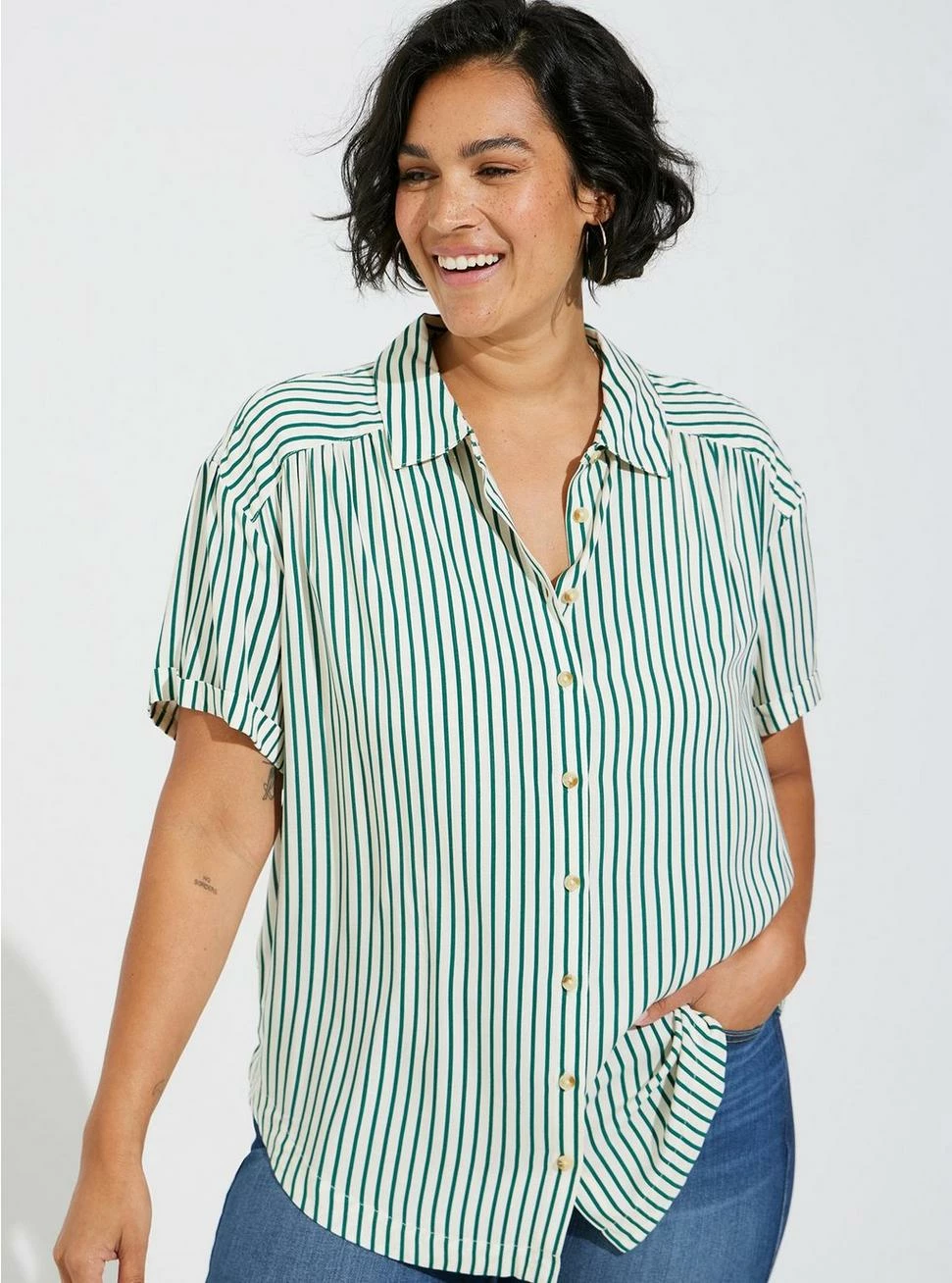 TORRID Challis Short Sleeve Button Up Shirt - Image 2